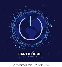 Earth Hour. Call for everyone to turn off the lights for one hour to stimulate interest in climate change, light pollution and other environmental topics. Vector illustration for a poster or banner