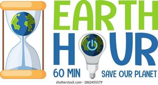 Earth Hour campaign poster or banner turn off your lights for our planet 60 minutes illustration