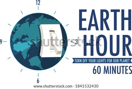 Earth Hour campaign poster or banner turn off your lights for our planet 60 minutes illustration