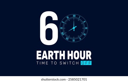 Earth Hour is celebrated in March. This holiday-themed design is perfect for backgrounds, banners, greeting cards, posters with text inscription, Classic social media posts.