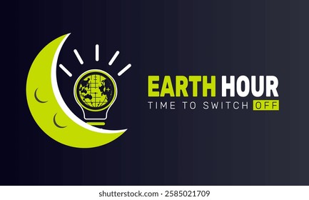 Earth Hour is celebrated in March. This holiday-themed design is perfect for backgrounds, banners, greeting cards, posters with text inscription, Classic social media posts.