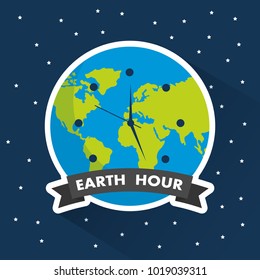earth hour clock world environment starry background