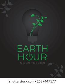 Earth Hour concept with earth, bulb and nature