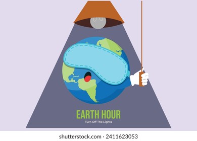 Earth Hour Konzept. Farbige, flache Vektorgrafik einzeln.