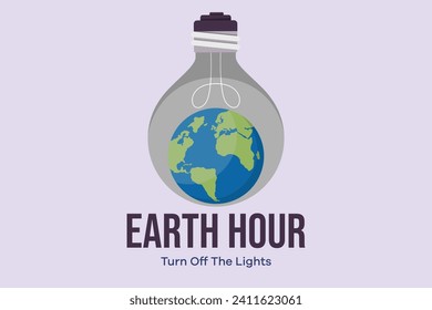 Earth Hour concept. Colored flat vector illustration isolated.