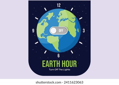 Earth Hour concept. Colored flat vector illustration isolated.