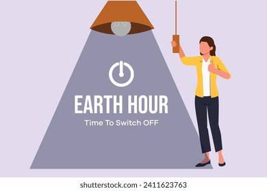 Earth Hour concept. Colored flat vector illustration isolated.