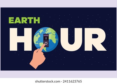 Earth Hour concept. Colored flat vector illustration isolated.