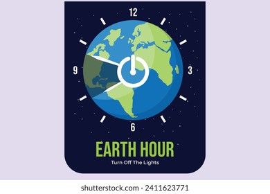 Earth Hour concept. Colored flat vector illustration isolated.