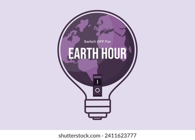 Earth Hour concept. Colored flat vector illustration isolated.
