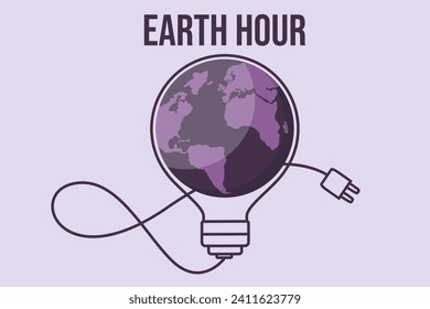 Concepto de la Hora de la Tierra. Ilustración vectorial plana de color aislada.