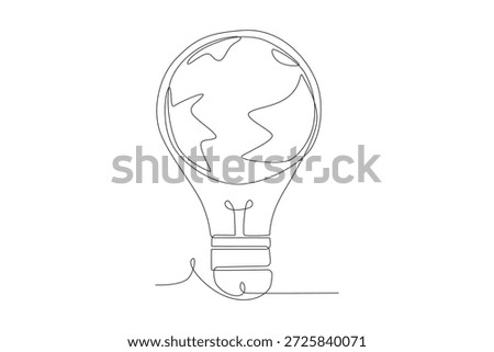 Earth hour concept one-line drawing