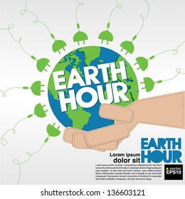 Earth Hour conceptual illustration vector.EPS10