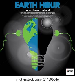 Earth Hour conceptual illustration vector.EPS10