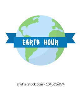 Earth hour concert. Earth planet ball on a white background