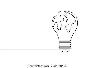 Dibujo de línea continua de la hora terrestre de un mapa de globo aislado Icono de Vector simple