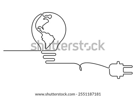 Earth hour continuous one line drawing of world globe vector icon 