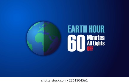 Earth hour day 60 minutes all lights off background vector illustration