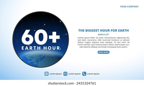 Fondo del Día de la Hora de la Tierra con la Tierra y el espacio exterior