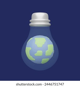 Earth hour day concept. Realistic 3d object cartoon style.