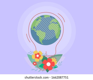 earth hour day in flat style