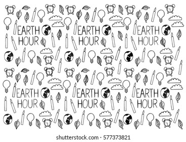 Earth hour doodle vector art 