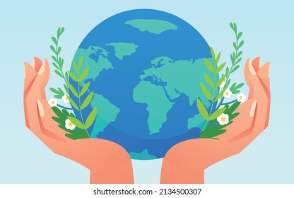 Earth Hour, energy saving and emission reduction, green environmental protection, vector illustration