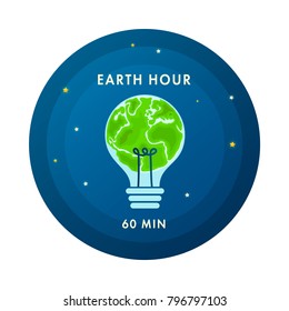 Earth Hour. Flat design vector illustration for web banner, web and mobile, infographics. Vector
