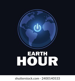 Earth Hour. Holiday concept. Template for background, banner, card, poster with text inscription. Vector illustration