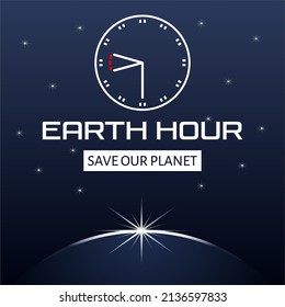 Earth hour illustration. Save our planet.Earth Hour is a worldwide movement to turn off non-essential electricity for 60 minutes. This illustration is perfect for web design or earth hour campaigns