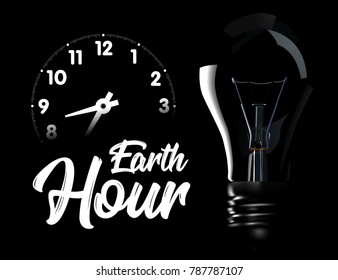 The Earth Hour is an international action calling for the switching off of light for one hour for environmental assistance to planet Earth. Vector illustration