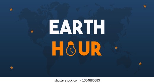 Earth hour lamp star map clock background template. Can use for banner, flyer, cover. card, backdrop, presentation.