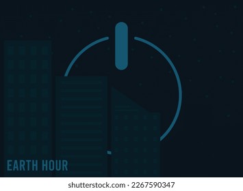 Earth Hour. The last Saturday in March. City silhouette at night. Turn off the power. Poster, banner, card, background. Eps 10.