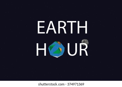 Earth hour message and logo.