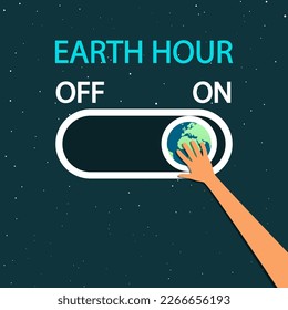 Earth Hour on and off, vector art illustration.