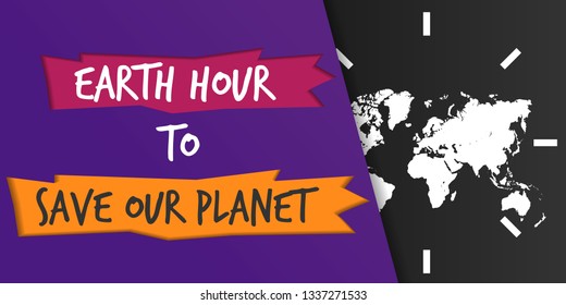 Earth hour pop color paper cut map background template. Can use for banner, flyer, cover. card, backdrop, presentation.