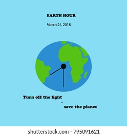 Earth Hour Postcard 2018 vector earth planet on a blue background