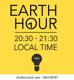 Earth hour poster. Flat vector stock illustration.