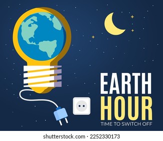 Earth hour time to switch off save planet save electricity banner template.