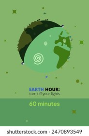 Earth hour. Turn off your lights vector illustration. Save ecology. Environmental protection. For print