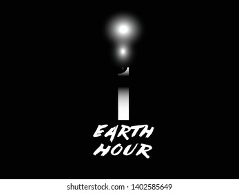 Earth Hour vector in black and white isolated concept