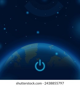 Earth hour vector illustration with earth and power off button. Earth hour poster or banner template