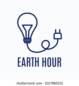 earth hour vector logo icon with lamp