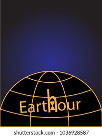 Earth hour vector poster with hourglass
