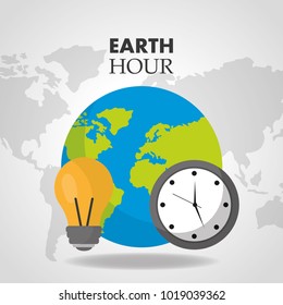 earth hour world clock bulb map background