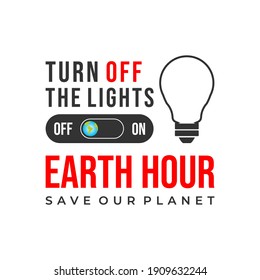 Earth Hours vector illustration template for social media post, flyer, banner, web and mobile, infographics. Vector Eps10