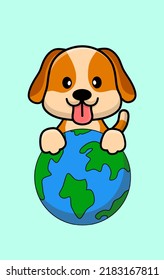 Earth Hugging Dog Design. Design Created To Commemorate International Dog Day.