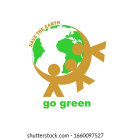 diseño de la tierra y el logo humano, el concepto de salvar el medio ambiente por la conciencia humana