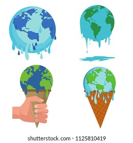 Earth ice Cream Cone Save The Planet Poster Concept Set