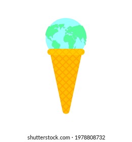 Earth ice cream. Planet earth icecream. vector illustration